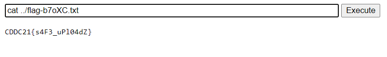 'cat ../flag-b7oXC.txt' command ran on .phar webshell for flag contents