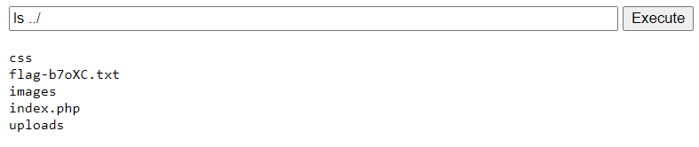 'ls ../' command ran on .phar webshell shows flag-b7oXC.txt