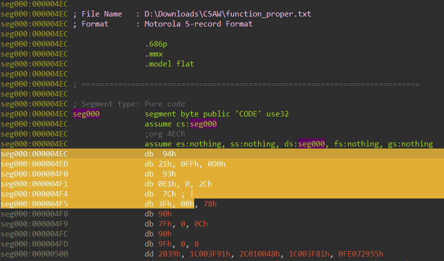 IDA Pro identifying Motorola S-record