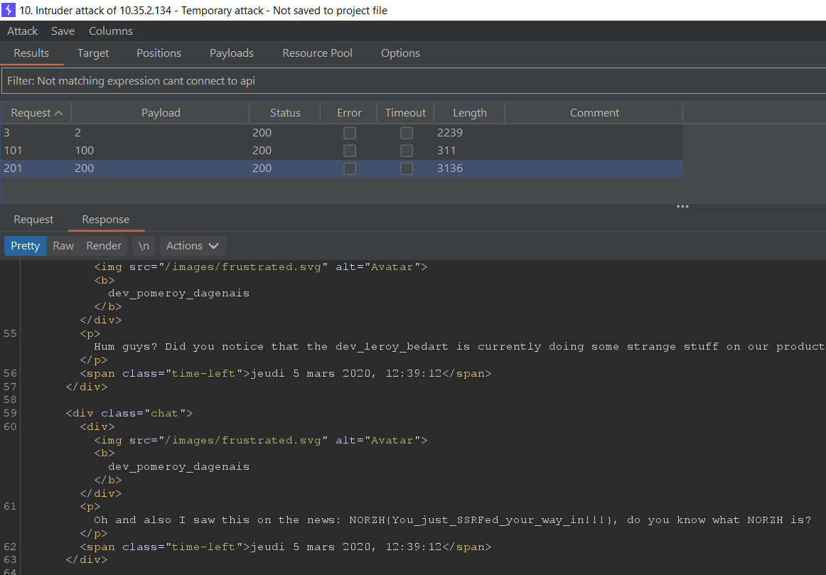 Flag on chat website in internal subnet