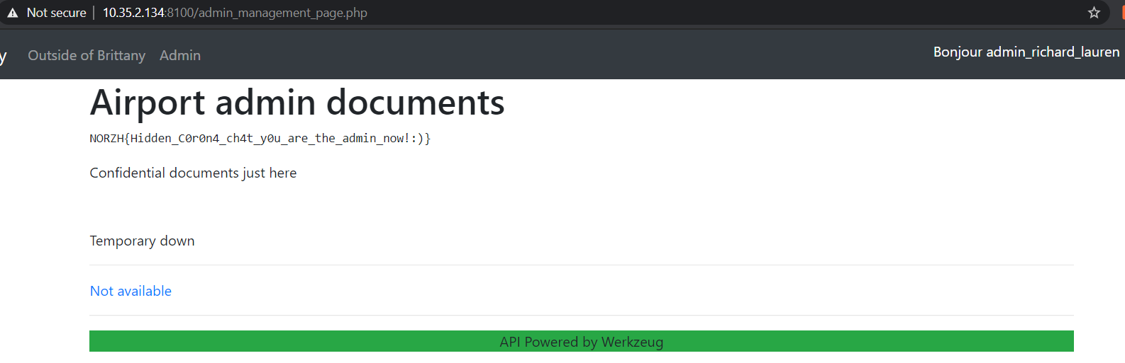 Flag in admin management page after login