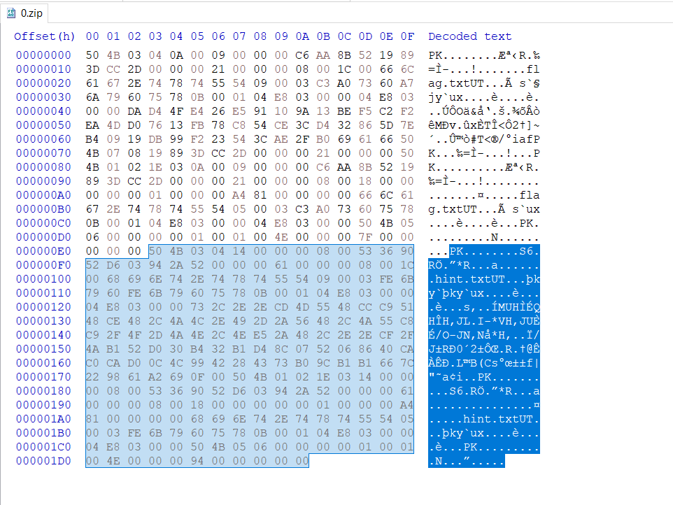 Extracting zip file via hex editor