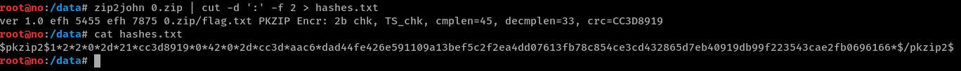 zip2john converts zip file to hash format