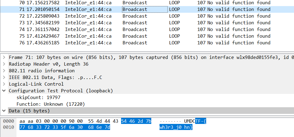 Decrypted Wireshark traffic data contains plaintext flag