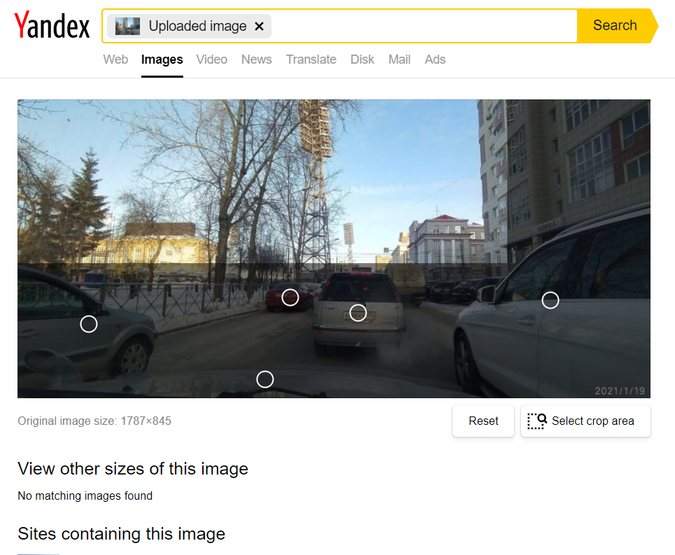 Reverse image search using Yandex.ru with cropping