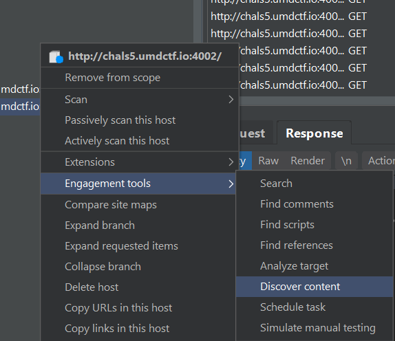 Burp Suite's 'Discover content' engagement tool