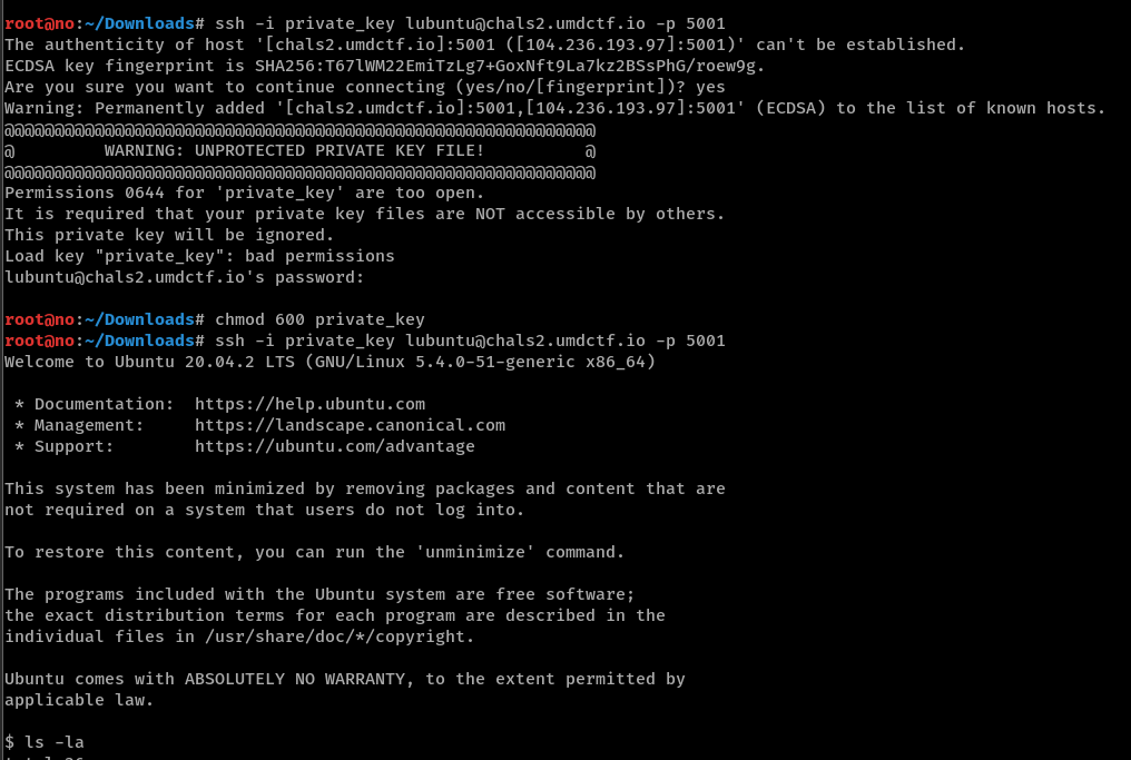 SSH bad permissions error resolved with chmod 600