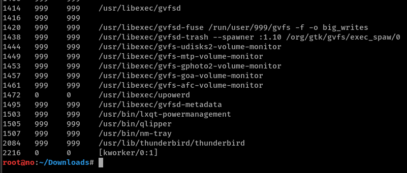 Mozilla Thunderbird in Linux process list